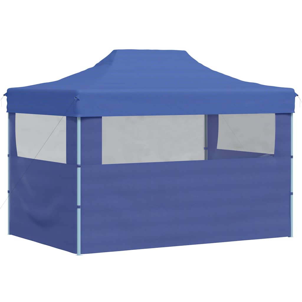 Gazebo Professionale Pieghevole con 3 Pareti 3x4m Acciaio Blu - homemem39