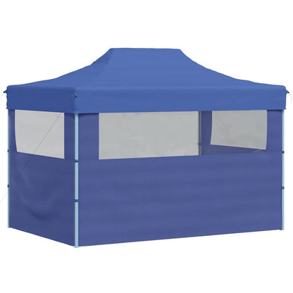 Gazebo Professionale Pieghevole con 3 Pareti 3x4m Acciaio Blu - homemem39