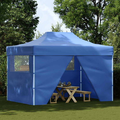 Gazebo Professionale Pieghevole con 4 Pareti 3x4 m Acciaio Blu - homemem39