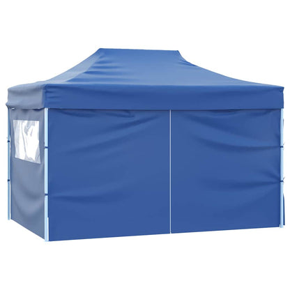 Gazebo Professionale Pieghevole con 4 Pareti 3x4 m Acciaio Blu - homemem39