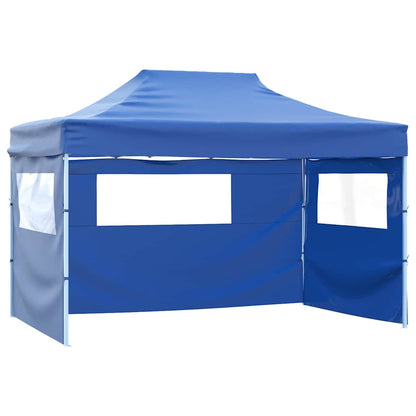 Gazebo Professionale Pieghevole con 4 Pareti 3x4 m Acciaio Blu - homemem39