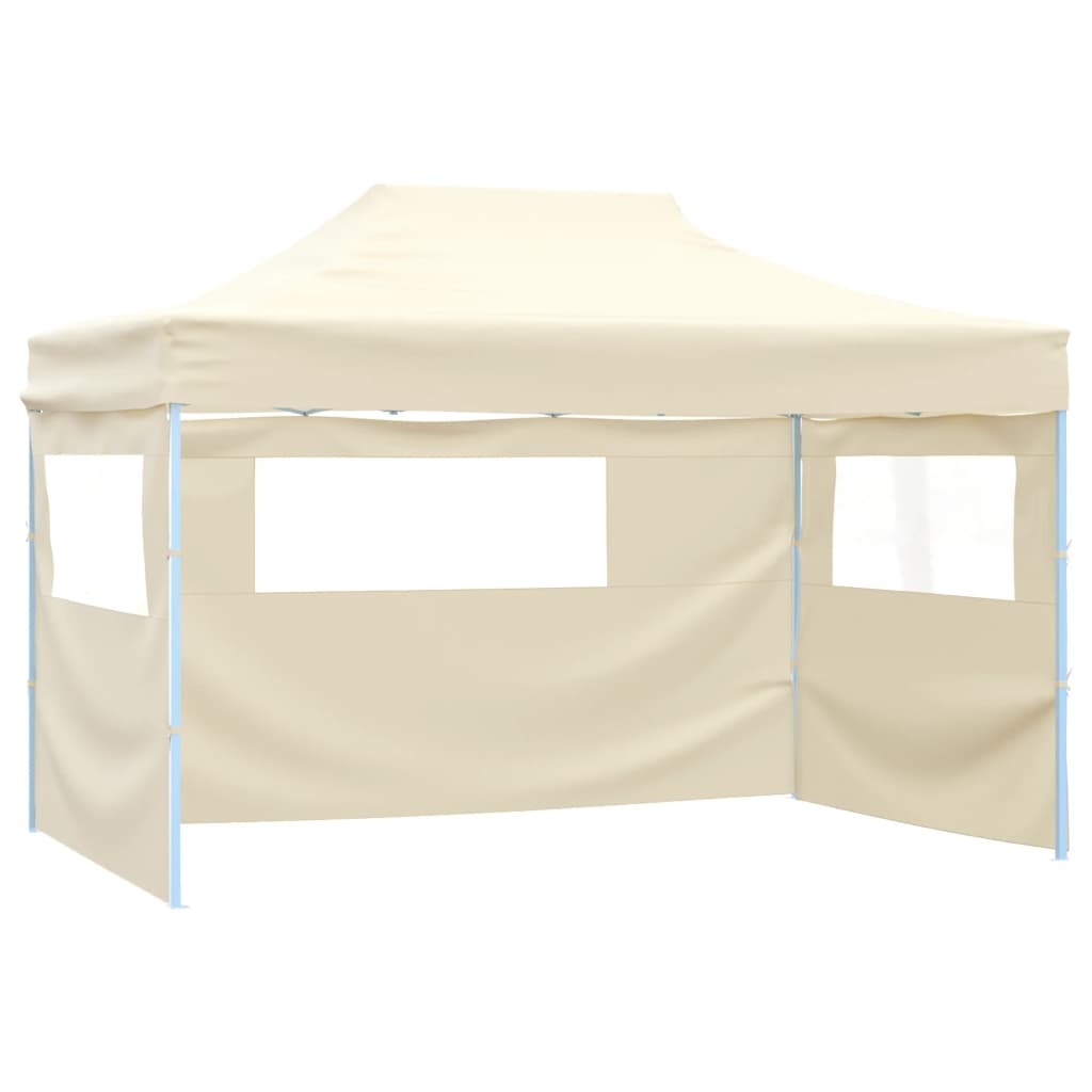 Gazebo Professionale Pieghevole con 3 Pareti 3x4m Acciaio Crema - homemem39