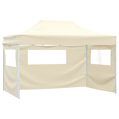 Gazebo Professionale Pieghevole con 3 Pareti 3x4m Acciaio Crema - homemem39