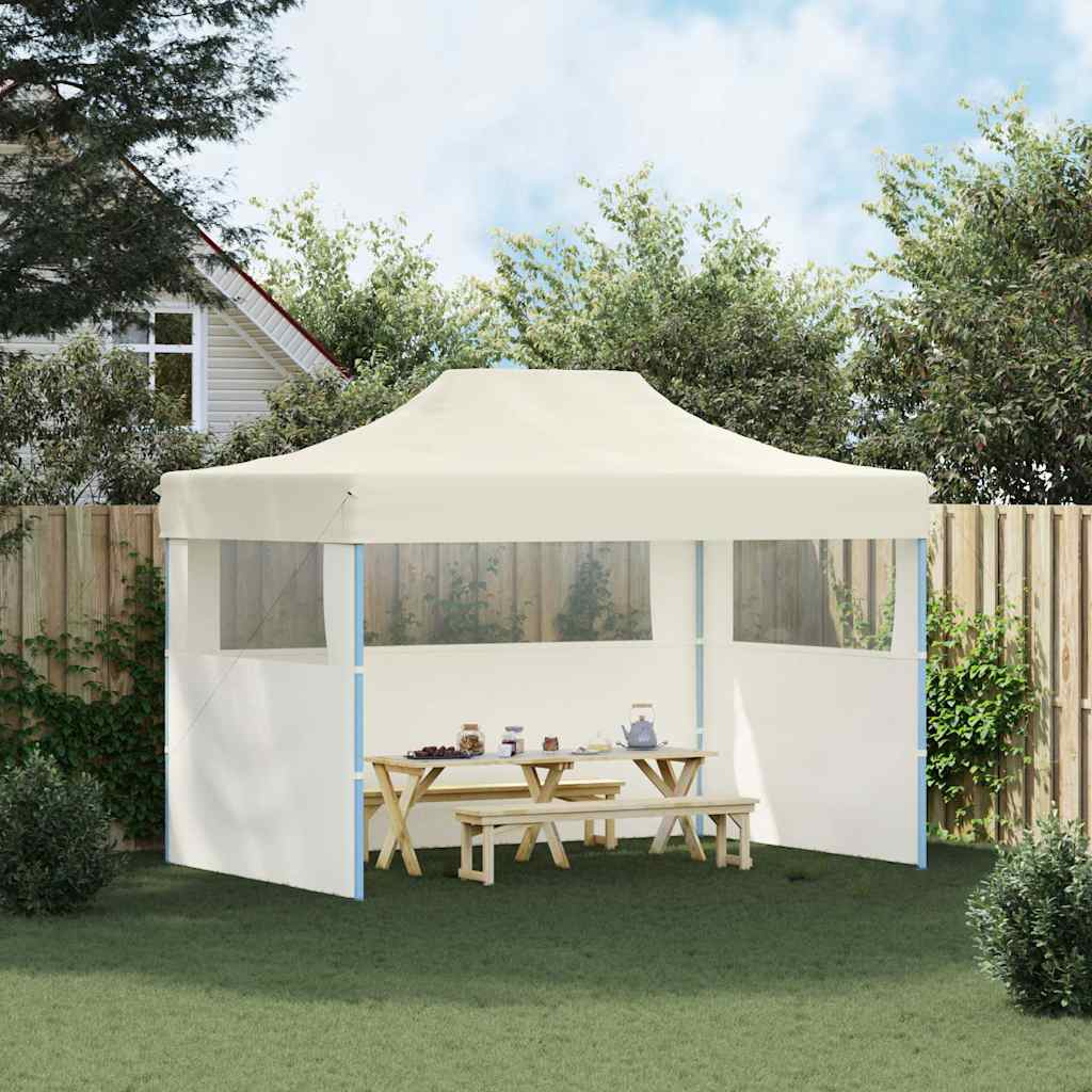 Gazebo Professionale Pieghevole con 3 Pareti 3x4m Acciaio Crema - homemem39
