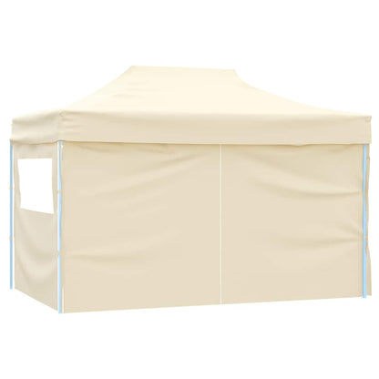 Gazebo Professionale Pieghevole con 4 Pareti 3x4m Acciaio Crema - homemem39