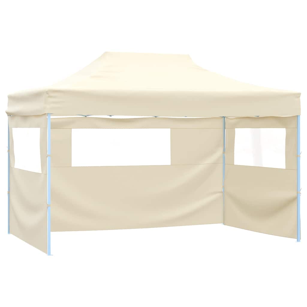 Gazebo Professionale Pieghevole con 4 Pareti 3x4m Acciaio Crema - homemem39