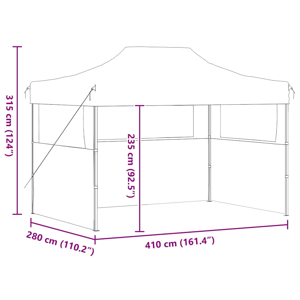 Gazebo Professionale Pieghevole 3 Pareti 3x4m Acciaio Antracite