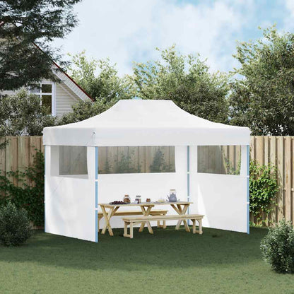 Gazebo Professionale Pieghevole 3 Pareti 280x410x315 cm Acciaio Bianco | homemem39