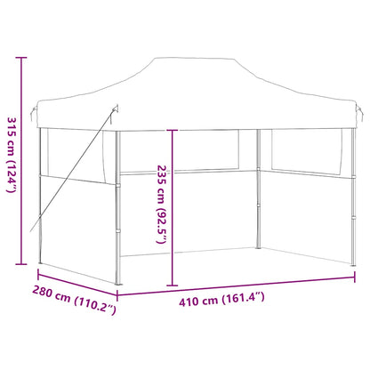 Gazebo Professionale Pieghevole 3 Pareti 280x410x315 cm Acciaio Bianco | homemem39