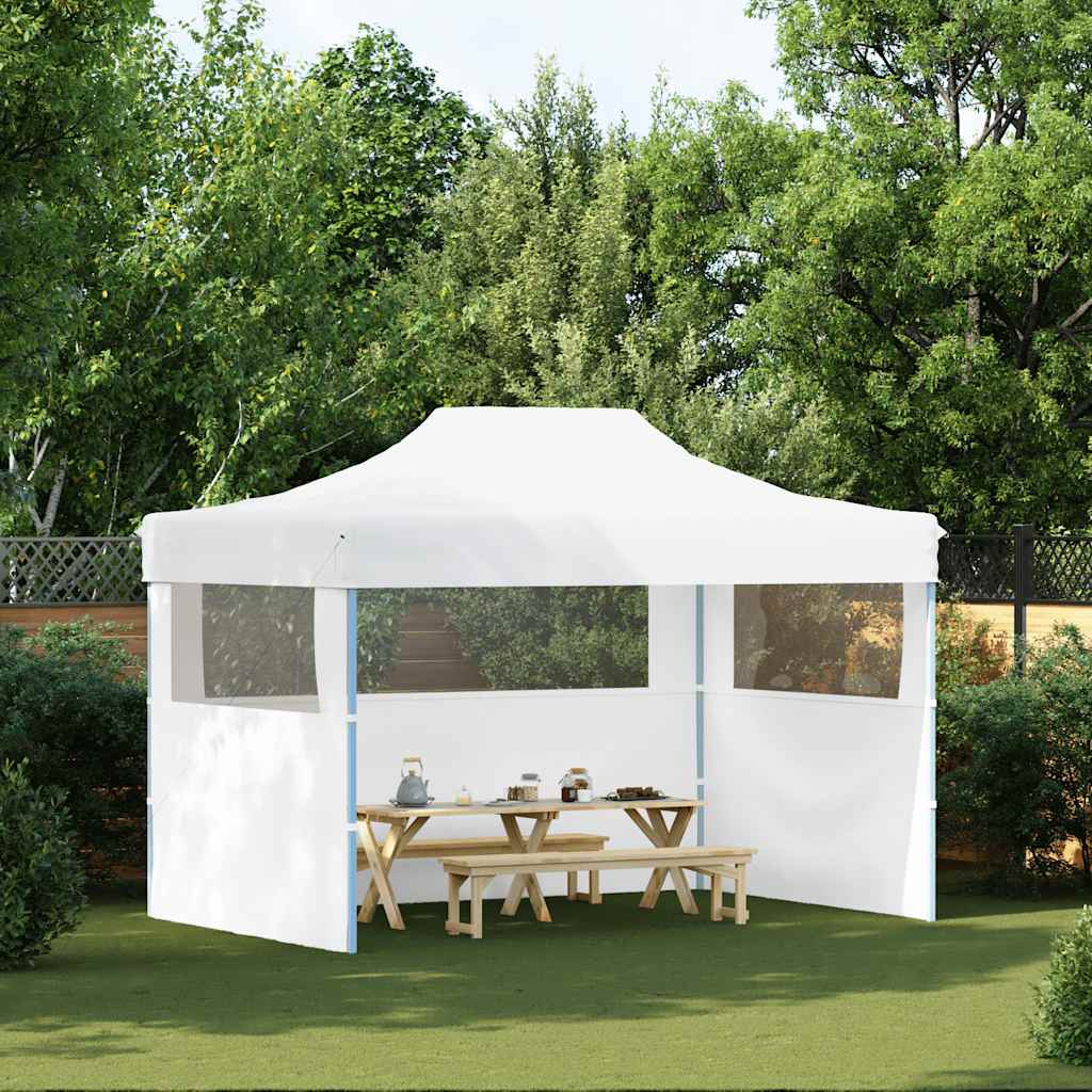 Gazebo Professionale Pieghevole 3 Pareti 280x410x315 cm Acciaio Bianco | homemem39