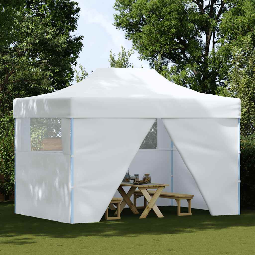 Gazebo Professionale Pieghevole 4 Pareti 280x410x315 cm Acciaio Bianco - homemem39