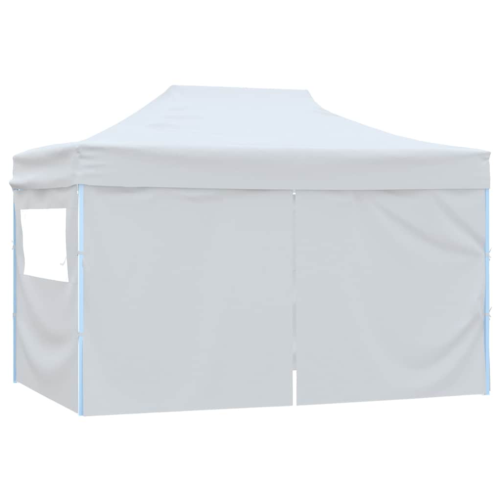 Gazebo Professionale Pieghevole 4 Pareti 280x410x315 cm Acciaio Bianco - homemem39