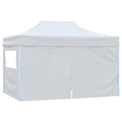 Gazebo Professionale Pieghevole 4 Pareti 280x410x315 cm Acciaio Bianco - homemem39