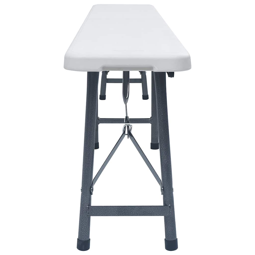 Tavolo Giardino Pieghevole 2 Panche 180cm Acciaio e HDPE Bianco