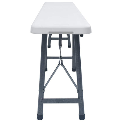 Tavolo Giardino Pieghevole 2 Panche 180cm Acciaio e HDPE Bianco