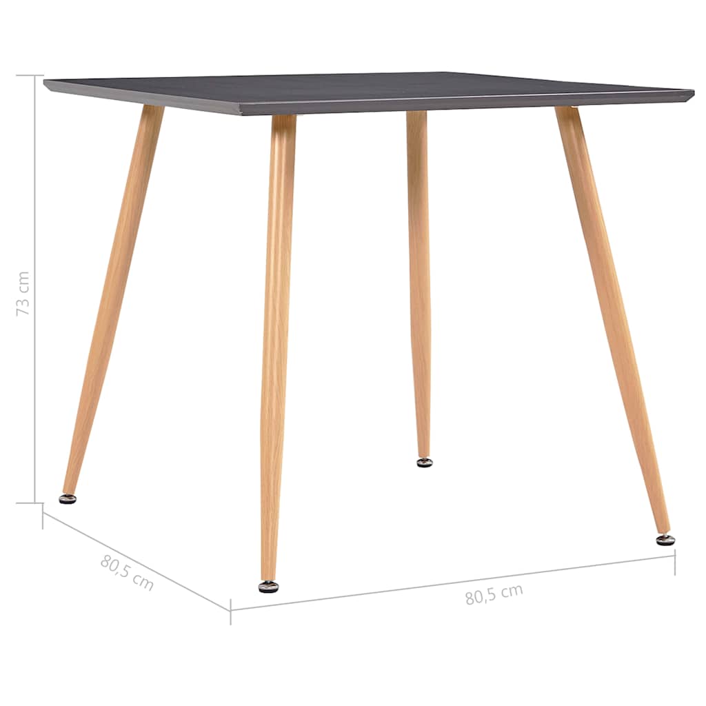 Tavolo da Pranzo Grigio e Rovere 80,5x80,5x73 cm in MDF