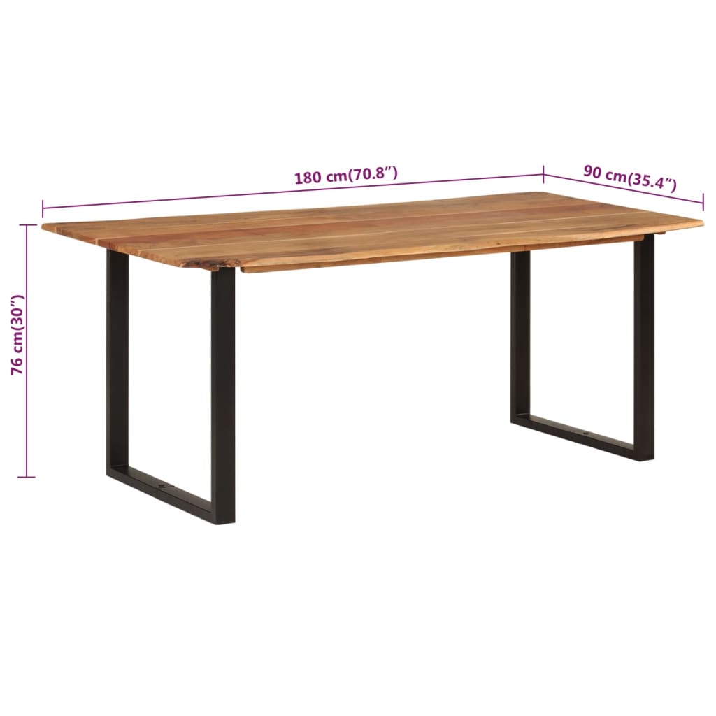 Tavolo da Pranzo 180x90x76 cm in Legno Massello di Acacia