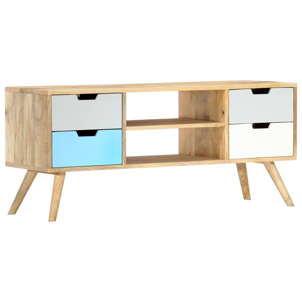 Mobile Porta TV 110x35x48 cm Legno Massello di Mango - homemem39