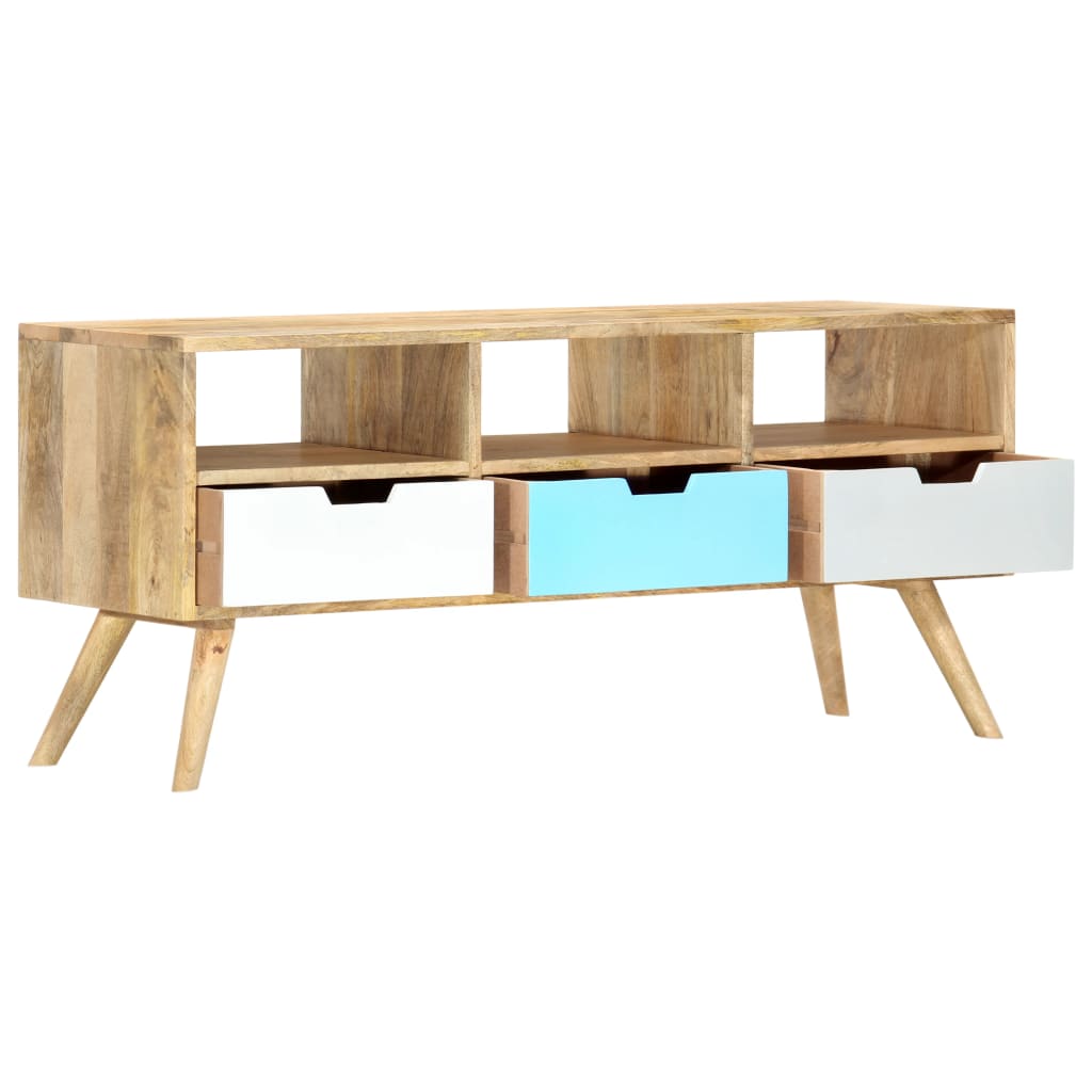 Mobile Porta TV 110x35x48 cm Legno Massello di Mango | homemem39