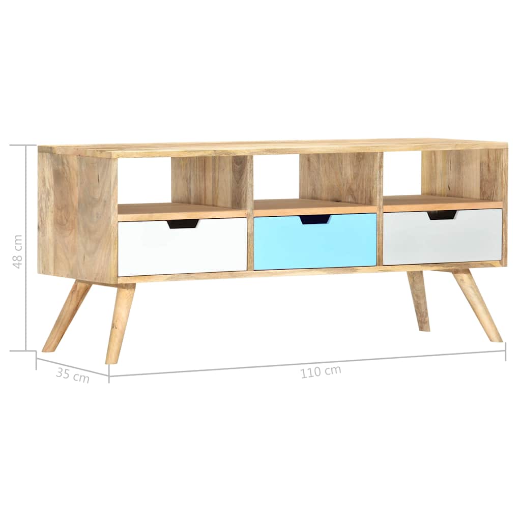 Mobile Porta TV 110x35x48 cm Legno Massello di Mango