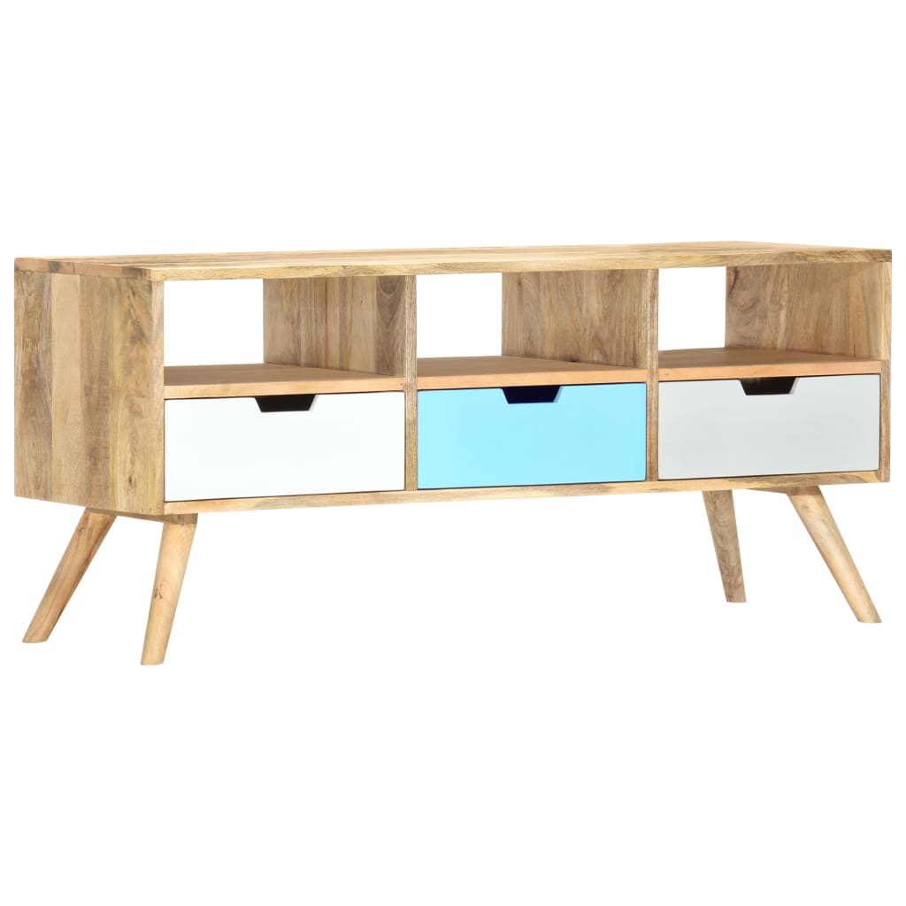 Mobile Porta TV 110x35x48 cm Legno Massello di Mango | homemem39