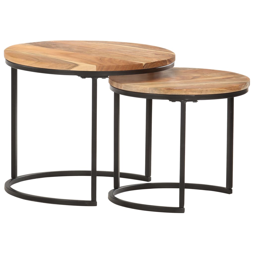Tavolini Impilabili 2 pz in Legno Massello di Acacia | homemem39
