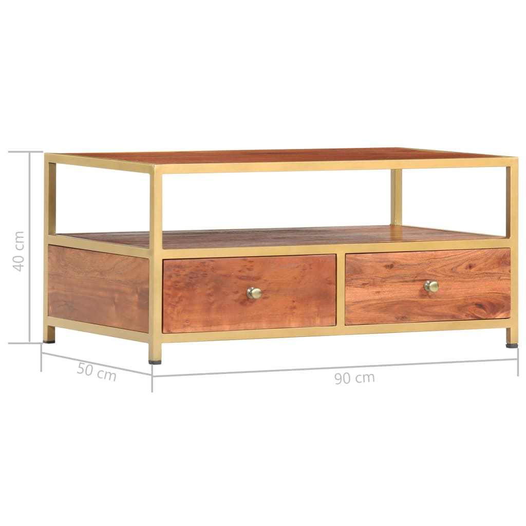 Tavolino da Salotto 90x50x40 cm in Legno Massello di Acacia | homemem39