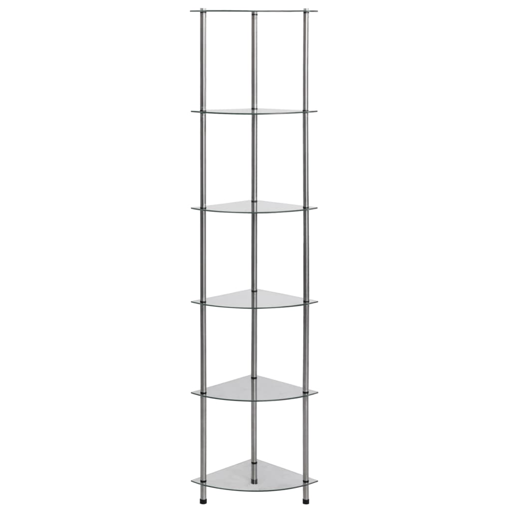 Scaffale a 6 Livelli Trasparente 30x30x160 cm Vetro Temperato | homemem39
