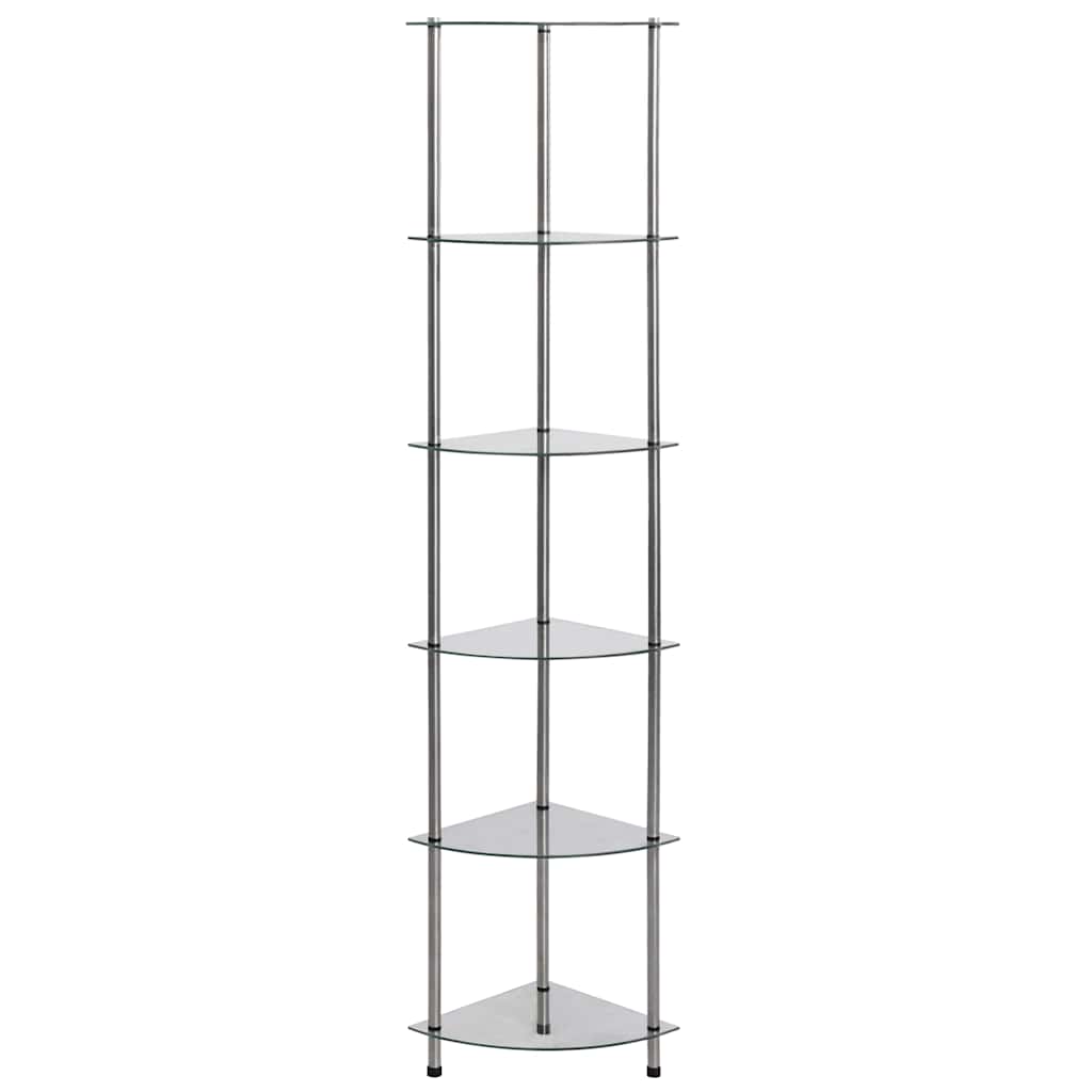 Scaffale a 6 Livelli 30x30x160 cm vetro temperato