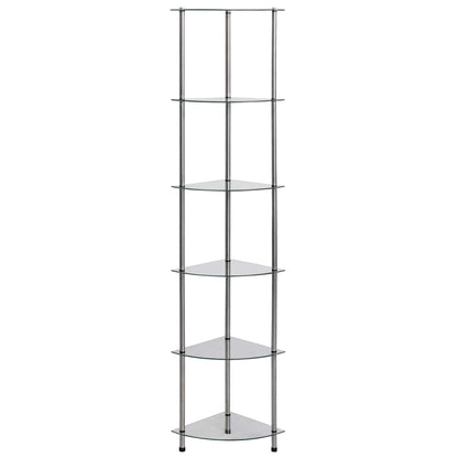 Scaffale a 6 Livelli 30x30x160 cm vetro temperato