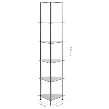 Scaffale a 6 Livelli Trasparente 30x30x160 cm Vetro Temperato | homemem39