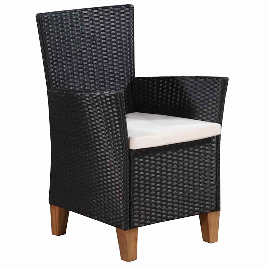 Set da Pranzo da Giardino 5 pz in Polyrattan Nero e Marrone