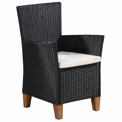 Set da Pranzo da Giardino 5 pz in Polyrattan Nero e Marrone