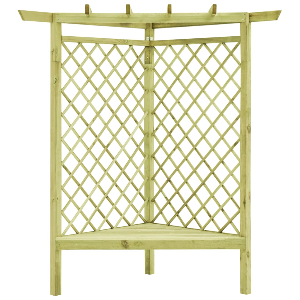 Pergolato ad Angolo e Sedile 130x130x197 cm in Pino Impregnato | homemem39