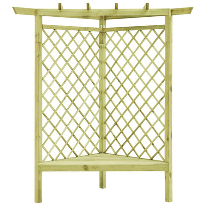 Pergolato ad Angolo e Sedile 130x130x197 cm in Pino Impregnato | homemem39