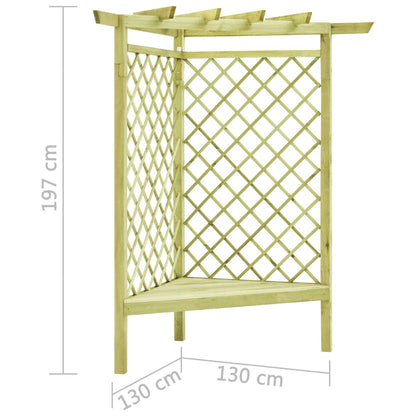 Pergolato ad Angolo e Sedile 130x130x197 cm in Pino Impregnato | homemem39
