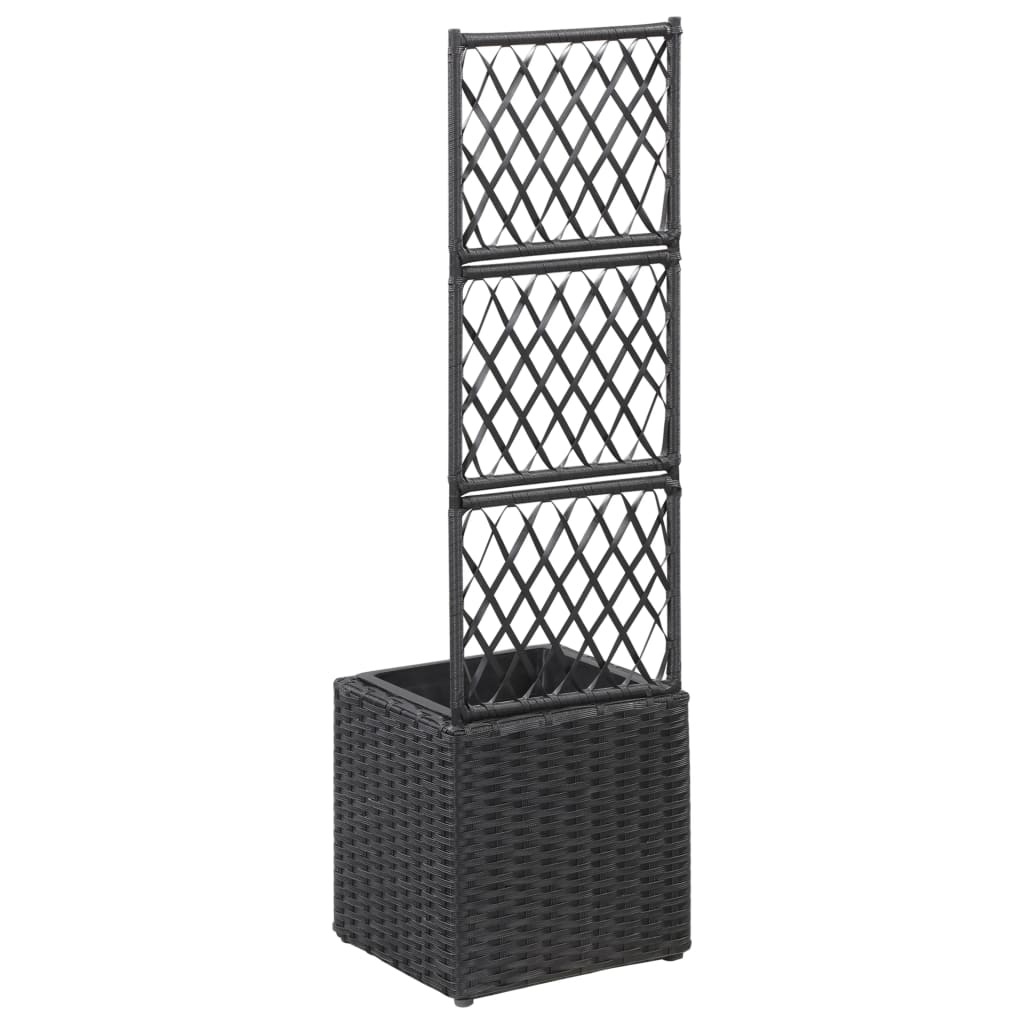 Letto Rialzato con Traliccio 1 Vaso 30x30x107cm Polyrattan Nero | homemem39