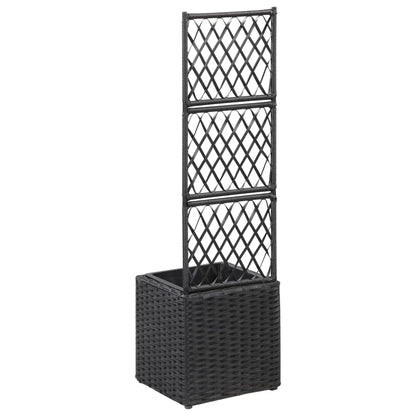 Letto Rialzato con Traliccio 1 Vaso 30x30x107cm Polyrattan Nero | homemem39