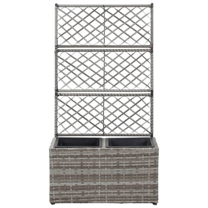 Letto Rialzato a Traliccio 2 Vasi 58x30x107cm Polyrattan Grigio - homemem39