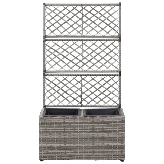 Letto Rialzato a Traliccio 2 Vasi 58x30x107cm Polyrattan Grigio - homemem39