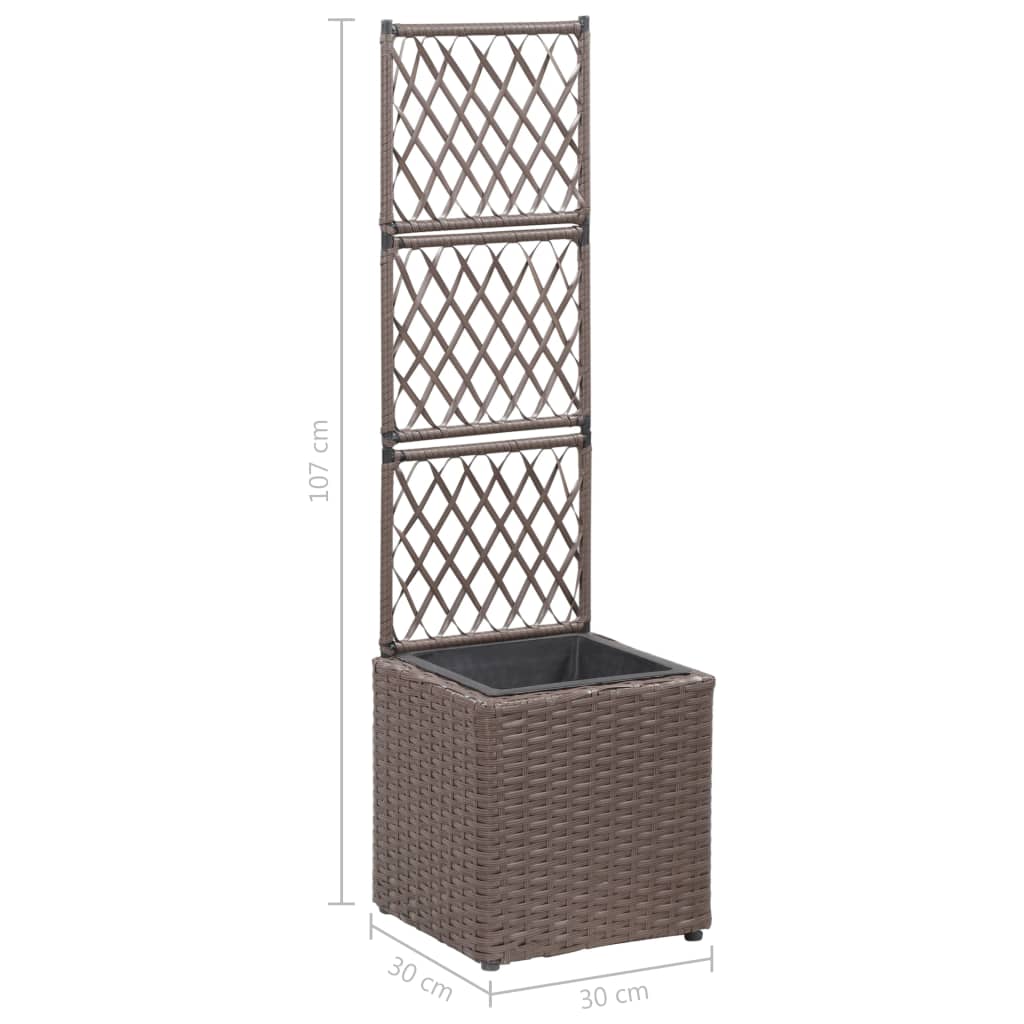 Letto Rialzato Traliccio 1 Vaso 30x30x107cm Polyrattan Marrone | homemem39