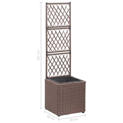 Letto Rialzato Traliccio 1 Vaso 30x30x107cm Polyrattan Marrone | homemem39