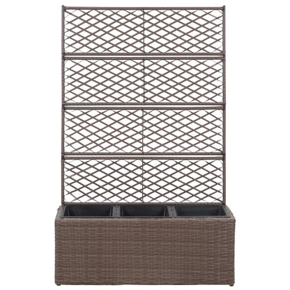 Leto Rialzato Traliccio 3 Vasi 83x30x130 cm Polyrattan Marrone