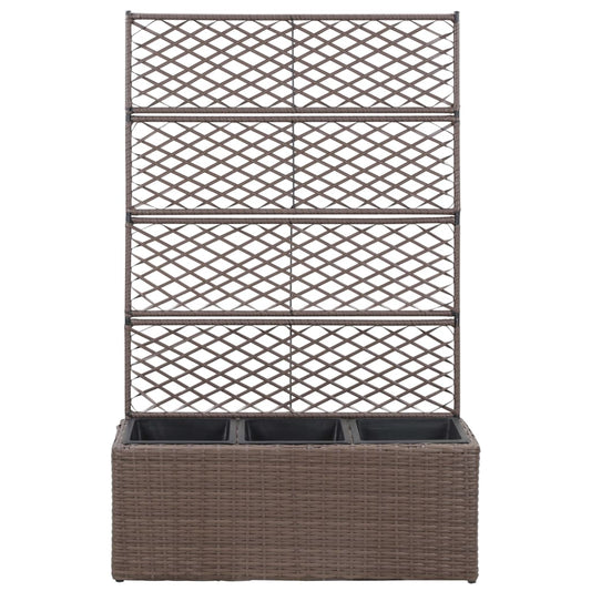 Leto Rialzato Traliccio 3 Vasi 83x30x130 cm Polyrattan Marrone