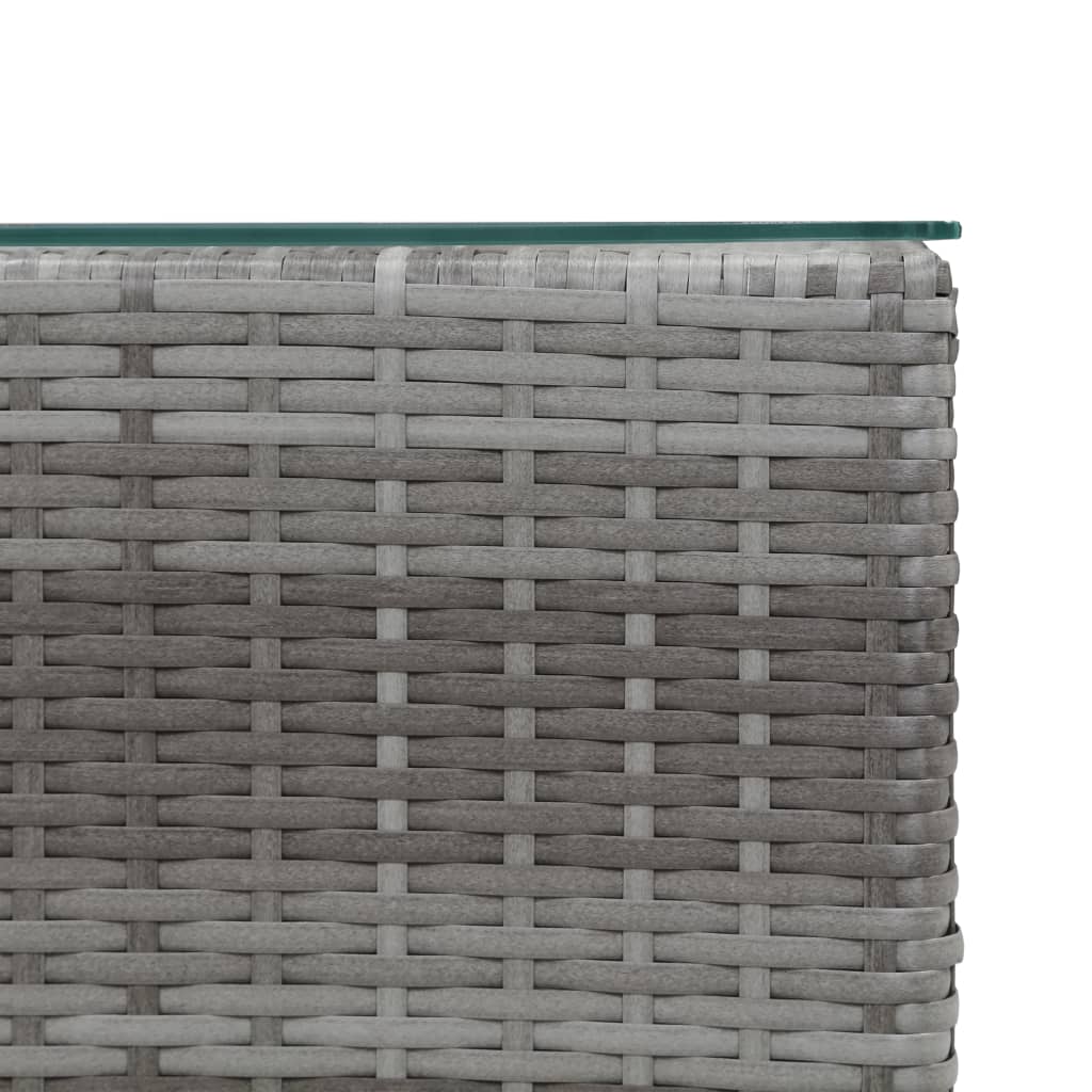 Tavolini Laterale 3 pz con Piano in Vetro Grigi in Polyrattan | homemem39