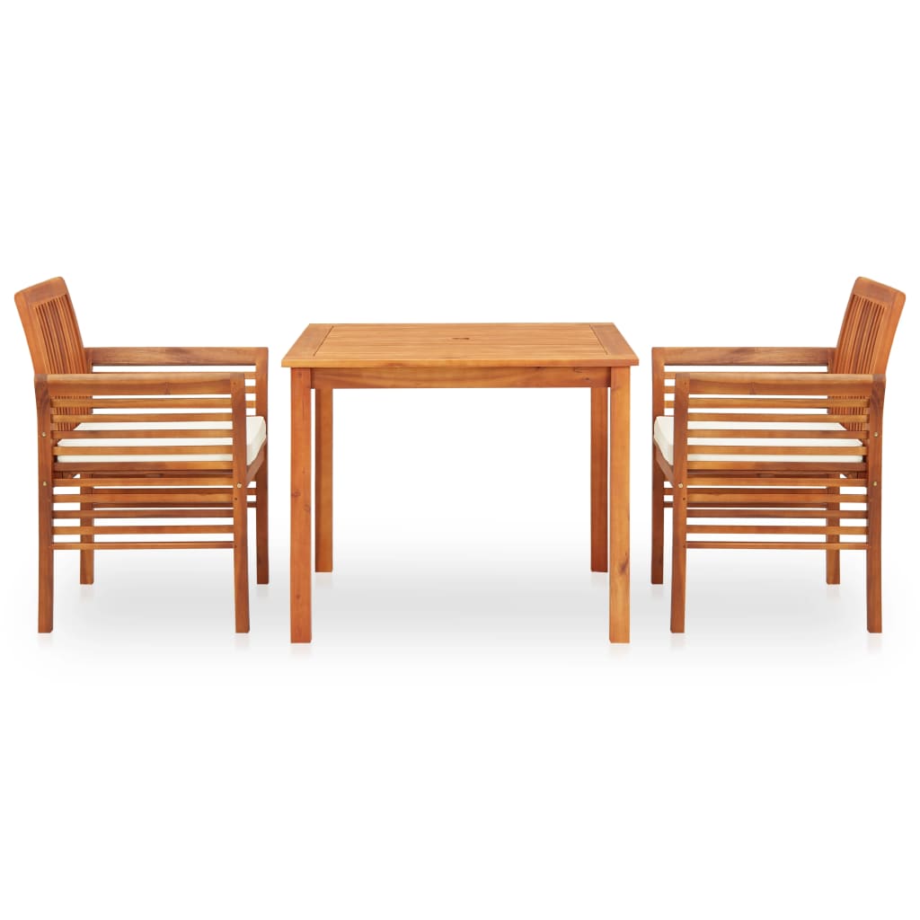 Set da Pranzo da Giardino 3 pz con Cuscini Massello di Acacia - homemem39