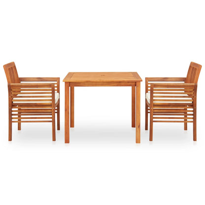 Set da Pranzo da Giardino 3 pz con Cuscini Massello di Acacia - homemem39