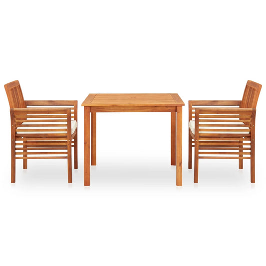 Set da Pranzo da Giardino 3 pz con Cuscini Massello di Acacia - homemem39