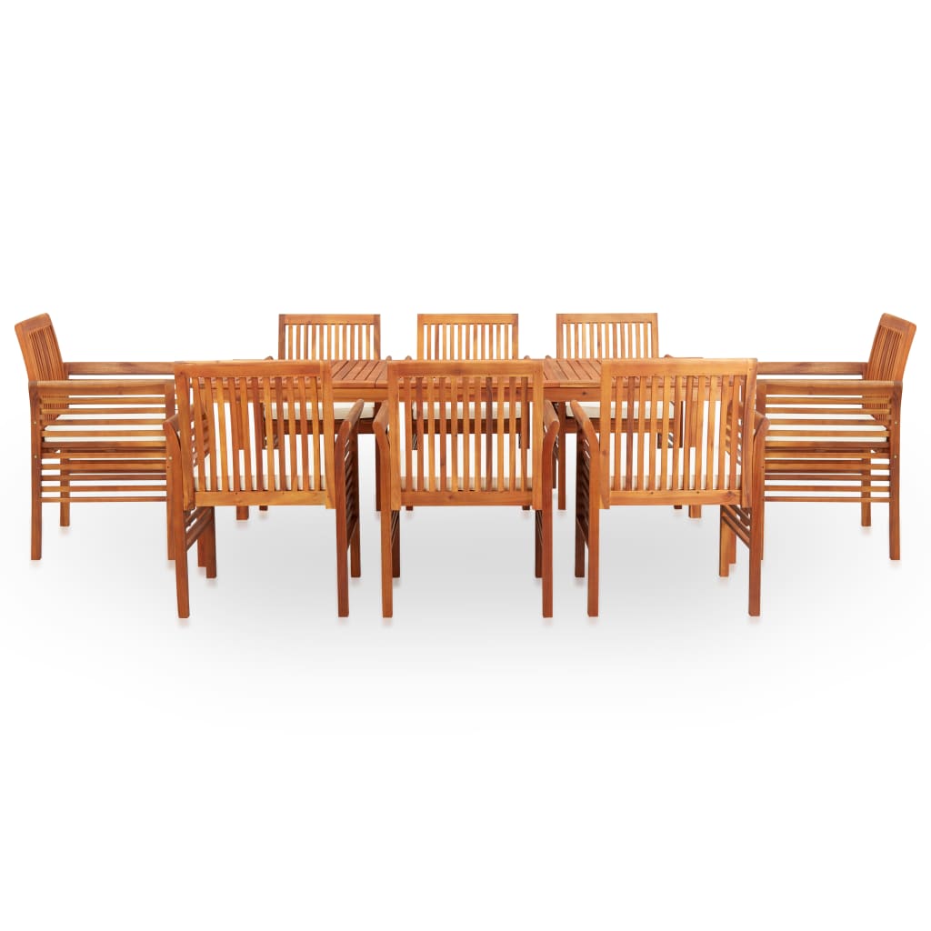 Set da Pranzo da Giardino 9 pz con Cuscini Massello di Acacia - homemem39