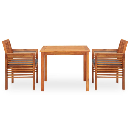 Set da Pranzo da Giardino 3 pz con Cuscini Massello di Acacia - homemem39